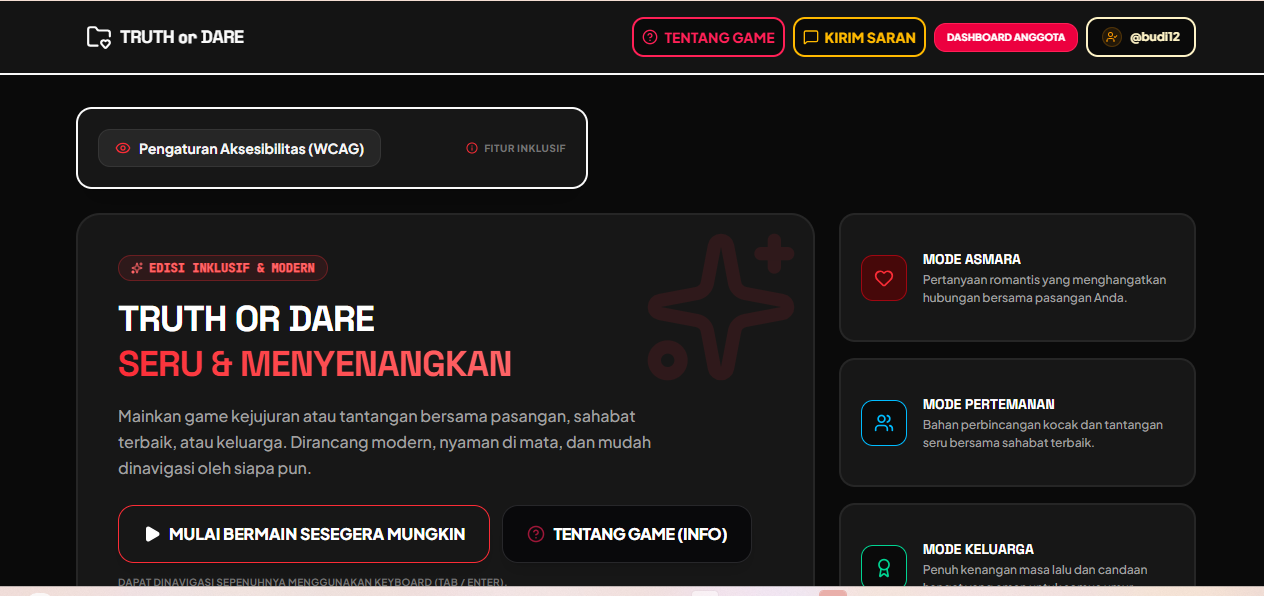 Thumbnail Resmi Rilis: Game Truth or Dare (TOD) Online Aksesibel Game Pertama Karya Fahmi Arifin